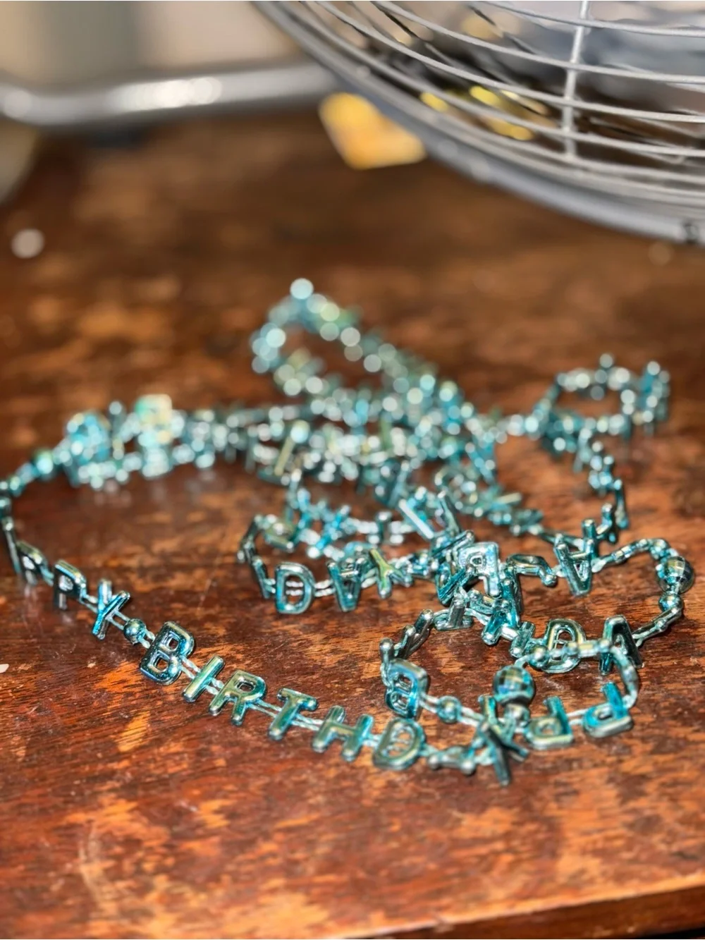 Qty. 2 Plastic Turquoise 'Happy Birthday' Letter Bead Necklace